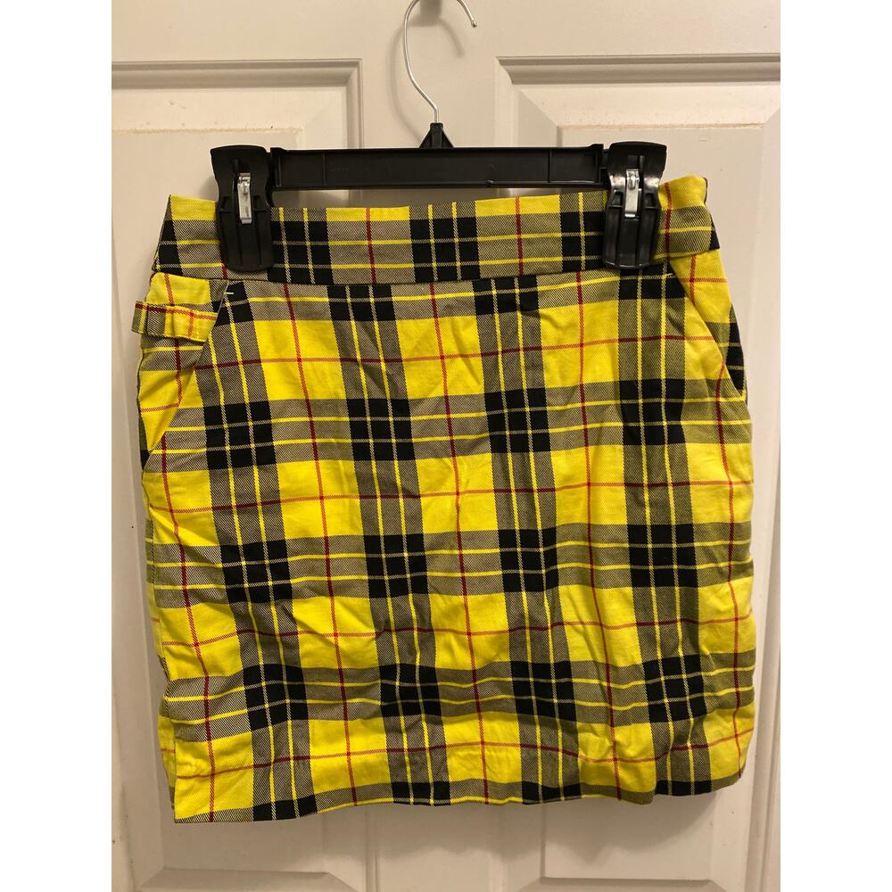Royal & Awesome Women's Size 4 Yellow Mini Skirt Skort Side Zipper